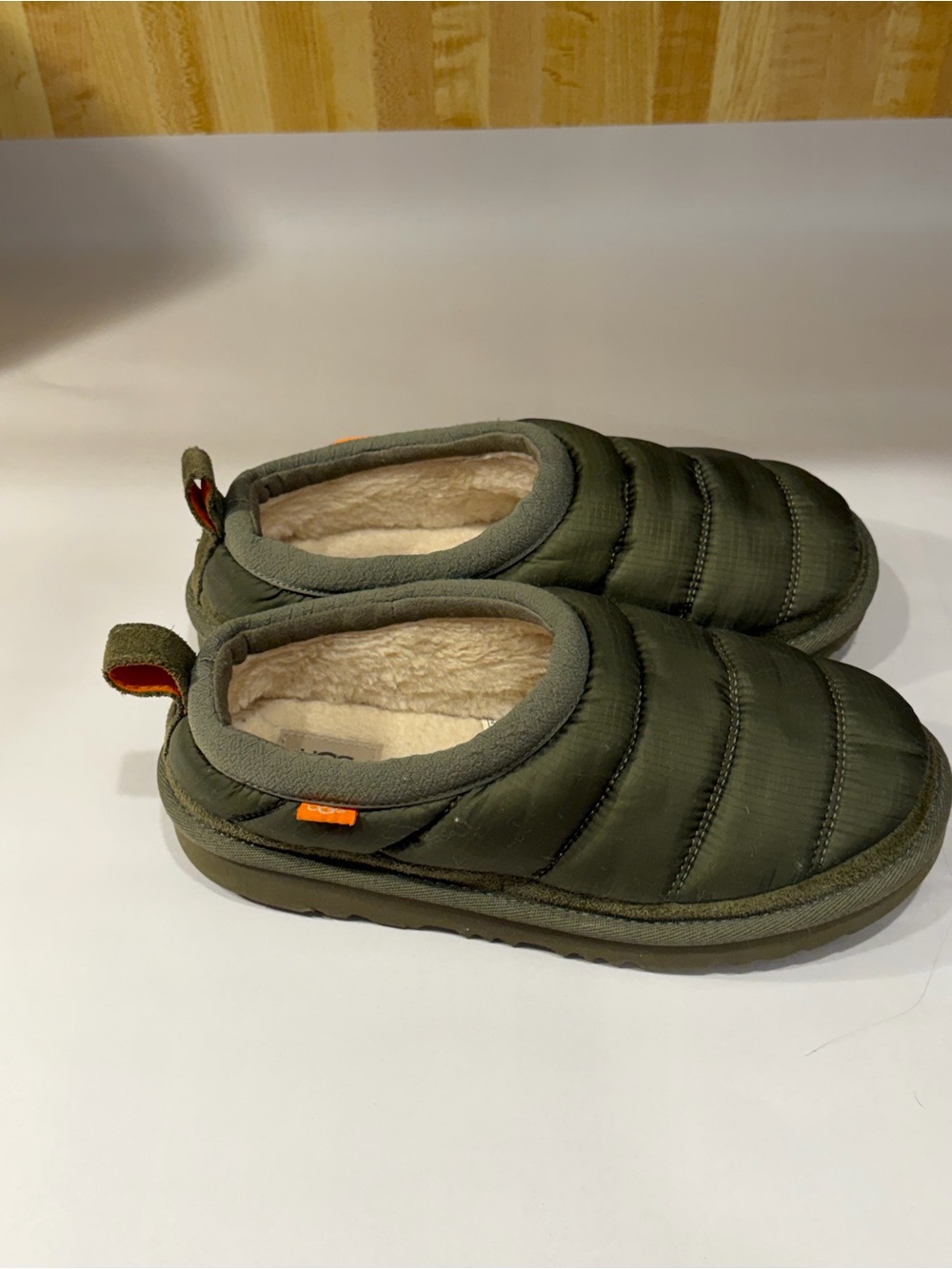Ugg Olive Green Quilted Slip-On Puffy Slippers